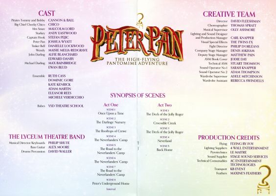 Panto programme cast list